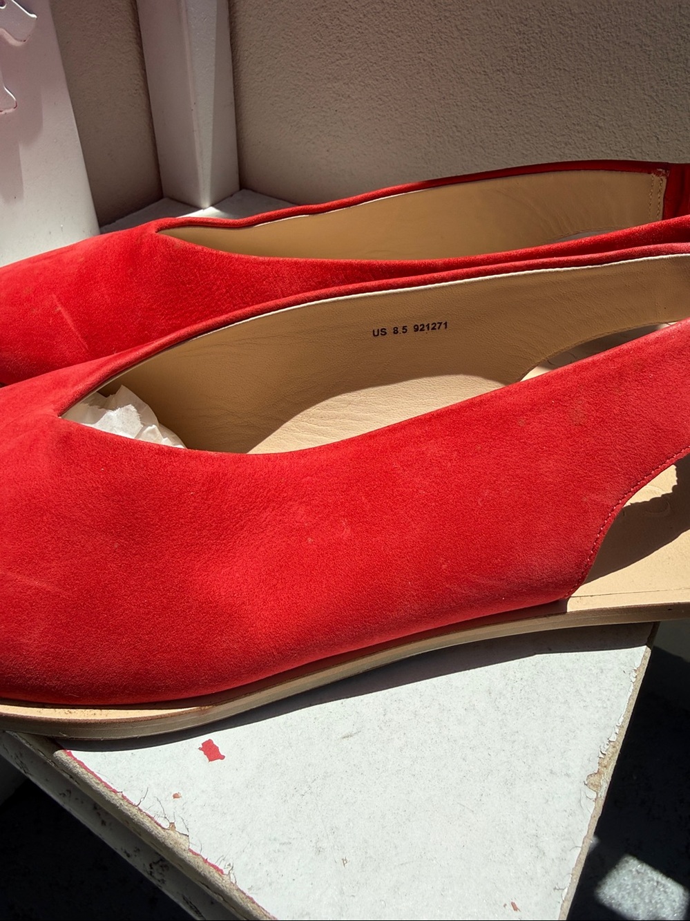 COS Womens Suede Slingback Slip On Flats Red Size 40 EU Size 8.5/9 US - Picture 5 of 11